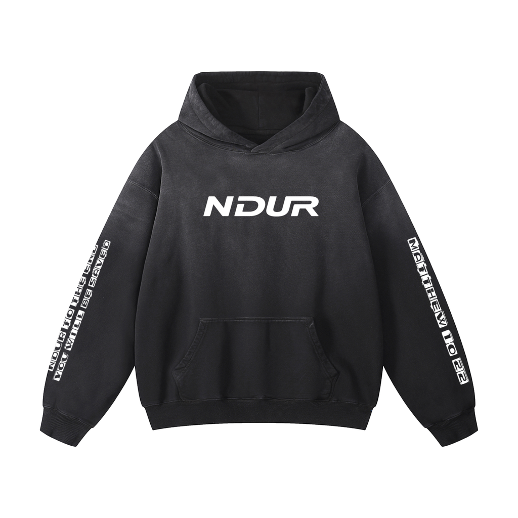 NDUR Heavyweight Sunfade Oversized Hoodie - Matthew 10:22 Edition