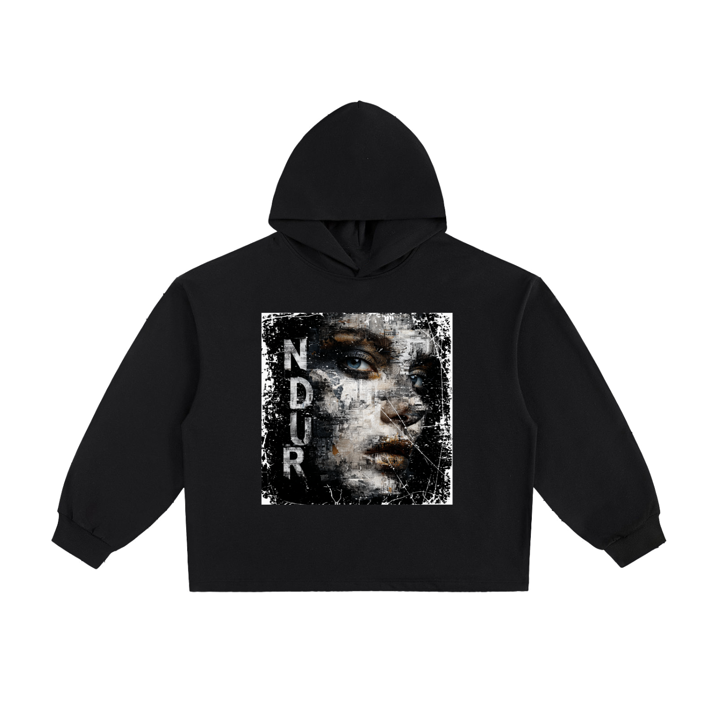 NDUR Essential Heavyweight Oversized Drawstring Hem Hoodie: "Fractured Resilience"