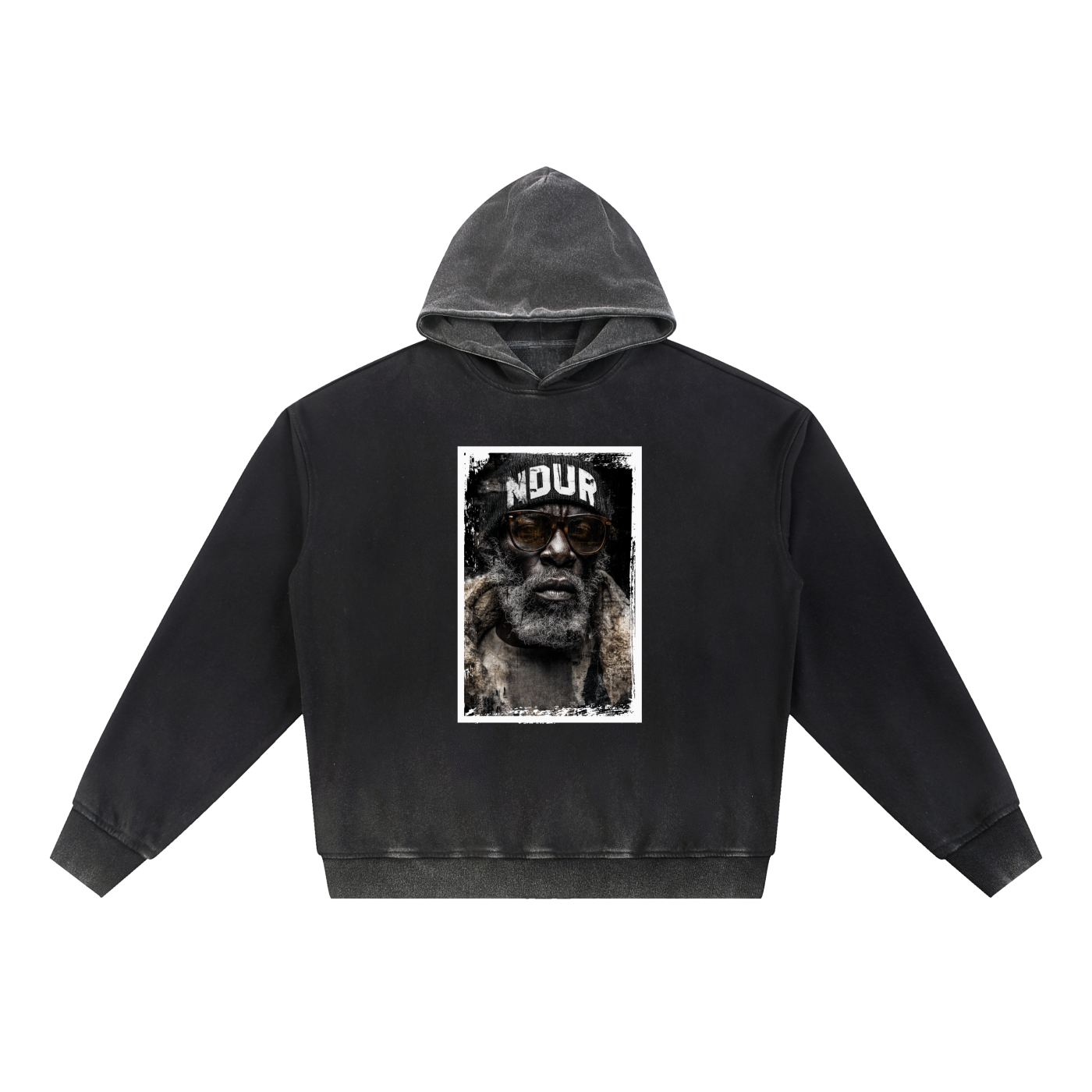 NDUR Vintage Washed Gradient Fleece Hoodie: "Wisdom & Grit"