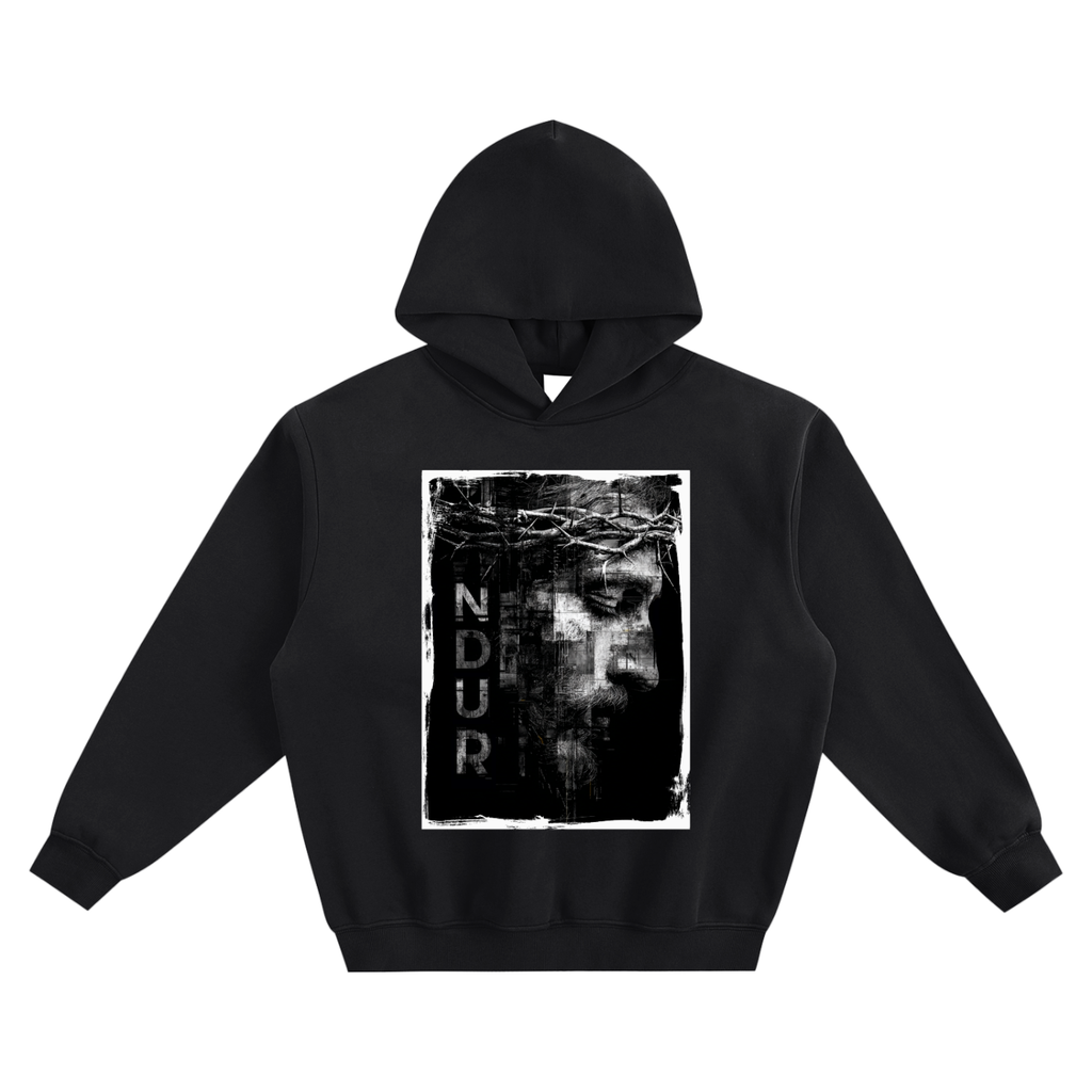 NDUR Christ Tribute Fleeced Boxy Hoodie: "He Edured For Us"