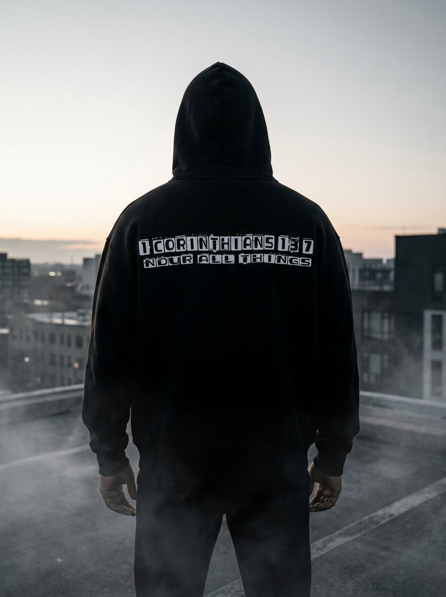 NDUR Oversized Fleece Boxy Hoodie —  1 Corinthians 13:7 Edition