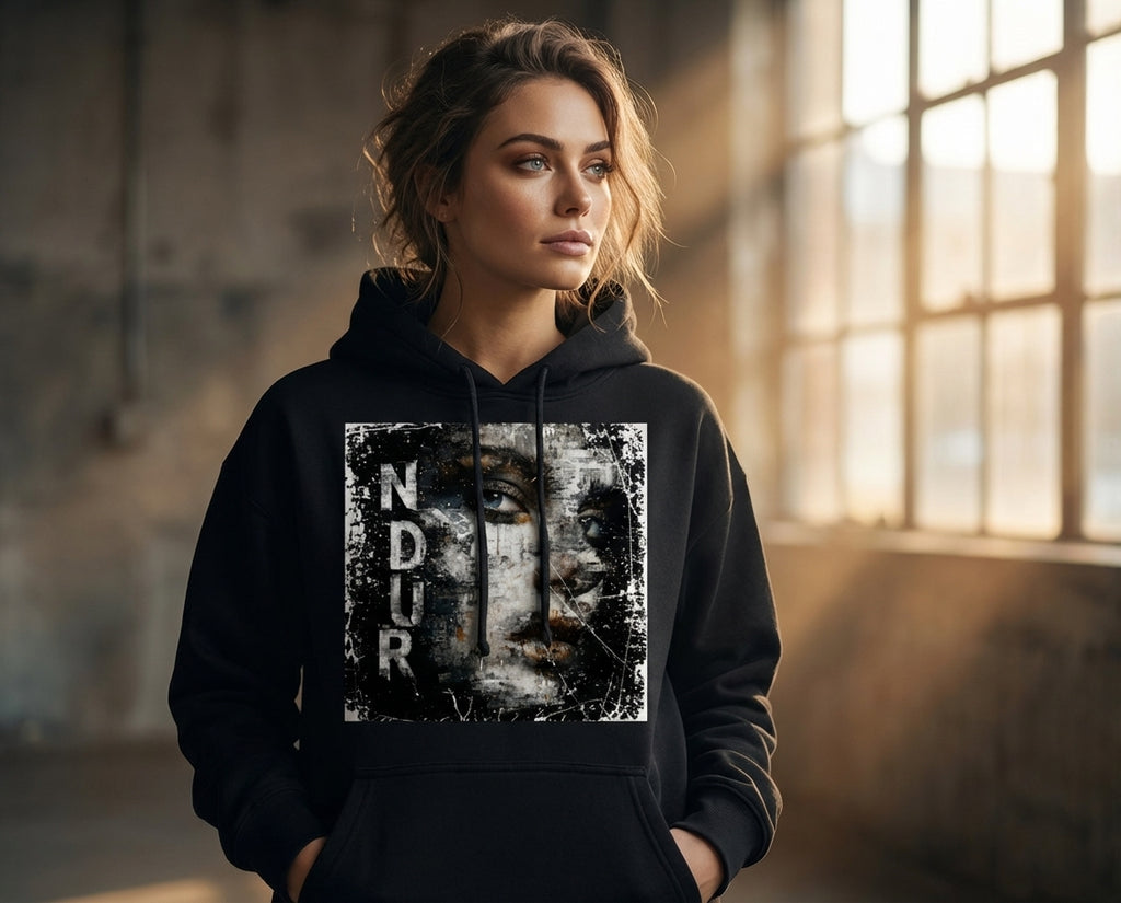 NDUR Essential Heavyweight Oversized Drawstring Hem Hoodie: "Fractured Resilience"