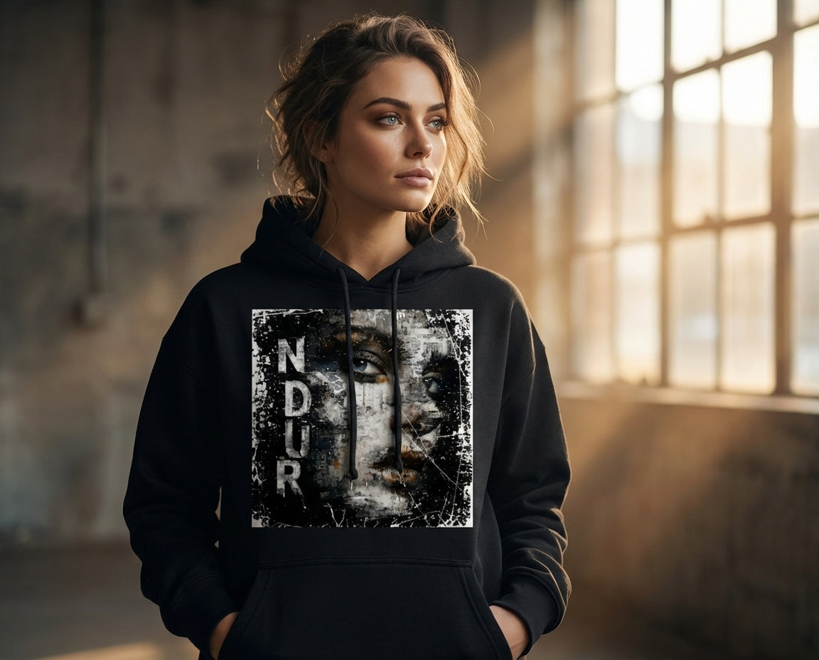 NDUR Essential Heavyweight Oversized Drawstring Hem Hoodie: "Fractured Resilience"