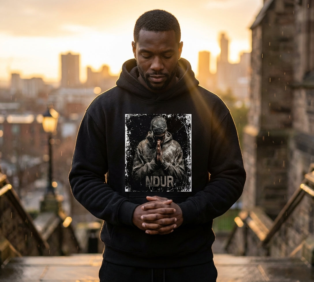 NDUR Heavyweight Hidden-Pocket Fleece Hoodie: "Head Low. Faith High"