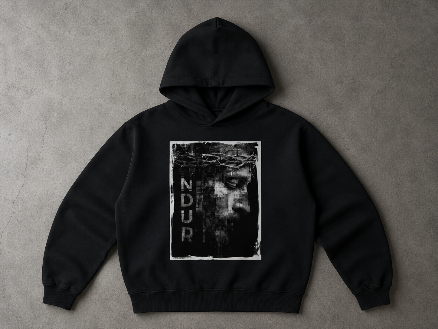 NDUR Christ Tribute Fleeced Boxy Hoodie: "He Endured For Us"