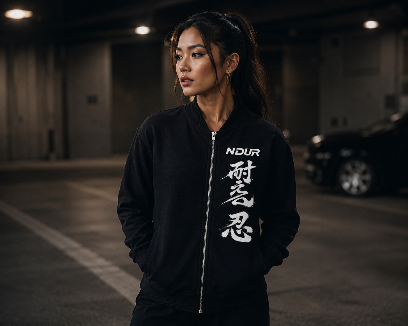 NDUR Essential Zip-Up Fleeced Varsity Jacket